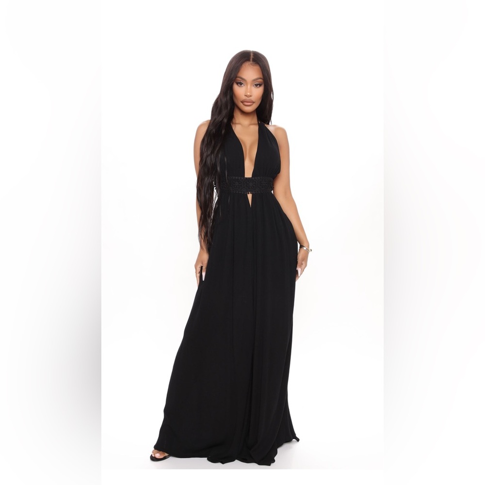 Fashion Nova Call Me Later Wide Leg Jumpsuit - Black 2x